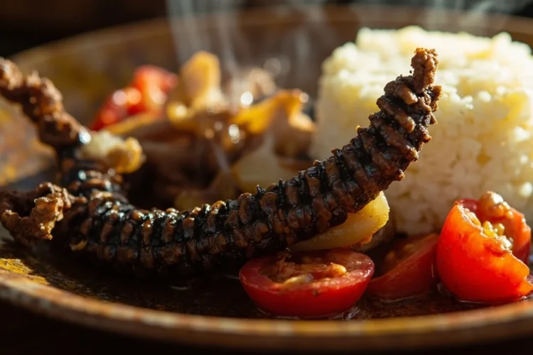 Mopane worms Botswana style with pap