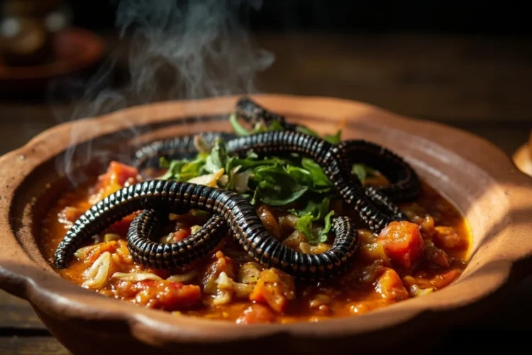 Botswanan-Style Mopane Worm Stew with Wild Greens