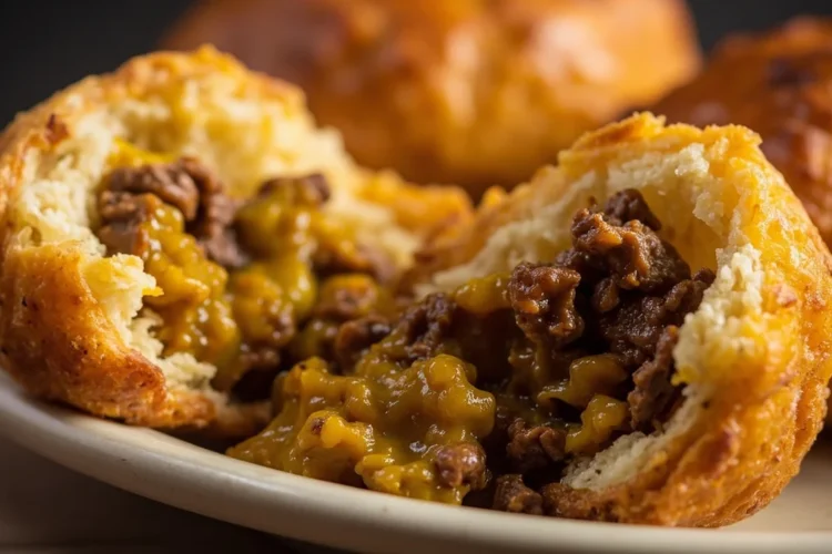 Botswanan golden fried bread with curried mince filling