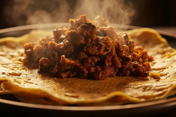 Newari Rice Crepe with Spiced Minced Meat