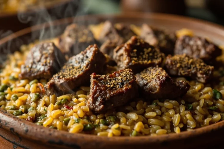 Afghan Rice and Lentil Pot with Spiced Lamb