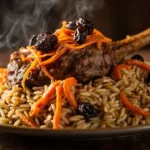 Afghan Whole-Spice Lamb Rice with Caramelized Carrots and Raisins
