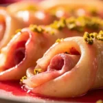 Syrian sweet cheese rolls with rose syrup