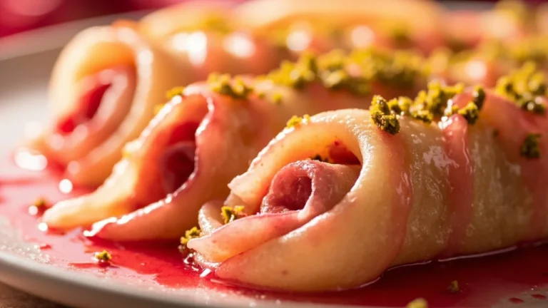 Syrian Sweet Cheese Rolls with Rose Syrup