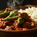 Syrian okra stew with tomato and lamb (bamia)