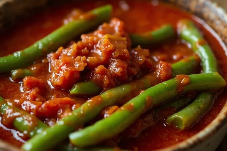 Syrian-style braised green beans with tomato and olive oil