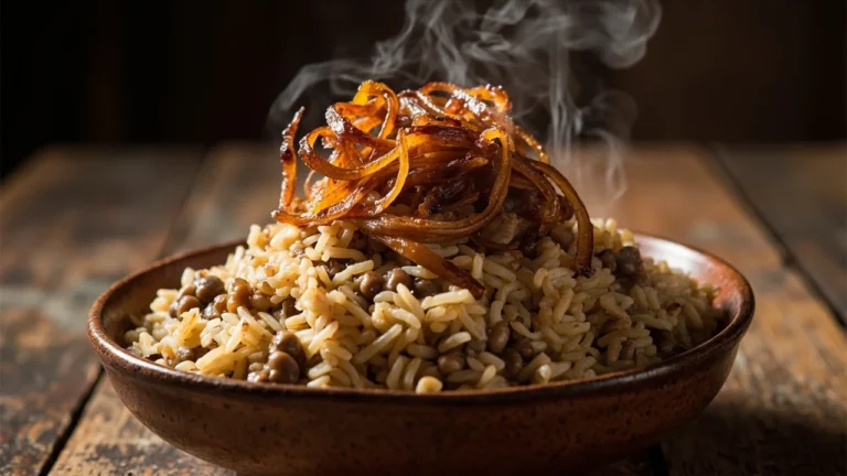 Jordanian Lentil and Rice Pilaf with Caramelized Onions