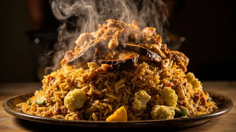 Palestinian Maqluba with Chicken and Vegetables