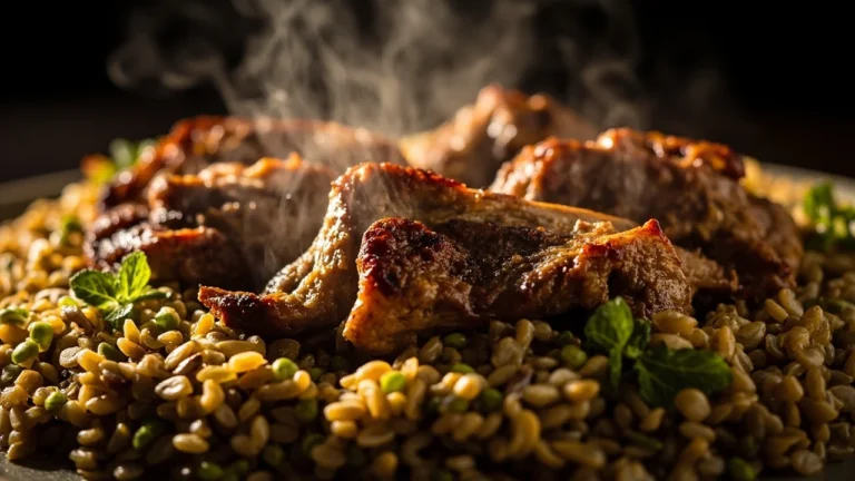 Yemeni Roasted Green Wheat Pilaf with Lamb