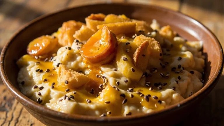 Yemeni Banana Cream with Toasted Flatbread and Honey