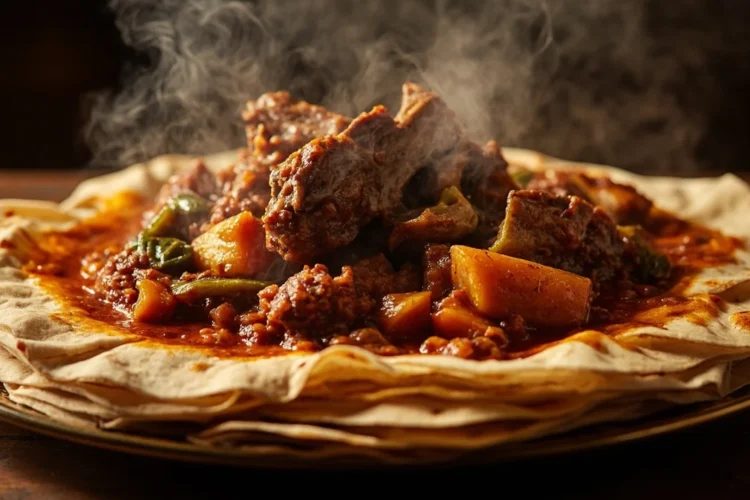 UAE Layered Lamb and Vegetable Flatbread Stew