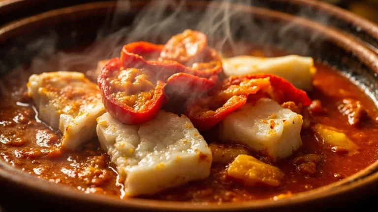 Valladolid-Style Salt Cod Stew with Roasted Peppers and Jamón
