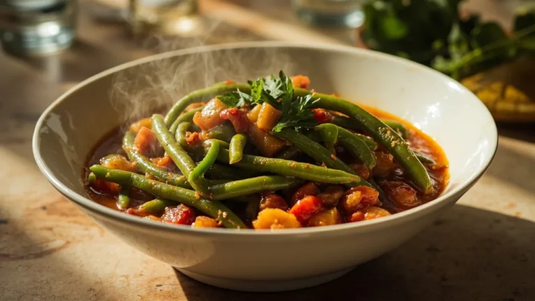 Greek Fresh Green Bean Stew with Tomatoes and Olive Oil