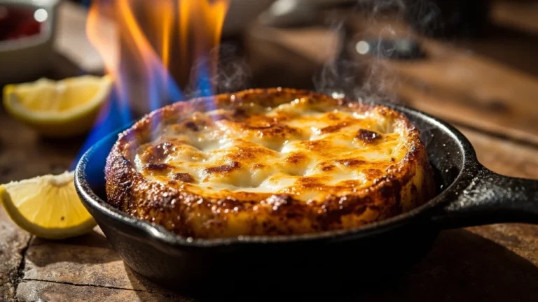Greek Pan-Fried Cheese with Brandy and Lemon