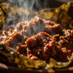 Lamb mixiotes steamed in maguey leaves