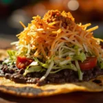 Oaxacan crispy corn tortilla with black beans