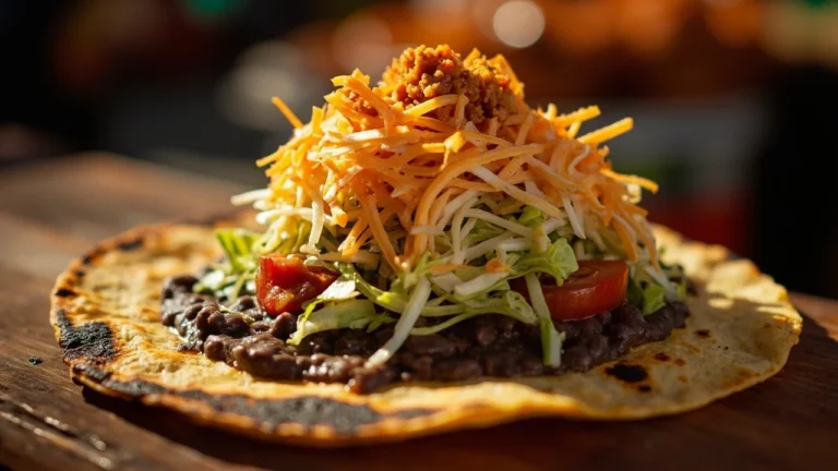 Oaxacan Street-Style Crispy Corn Tortilla with Black Beans and Cheese