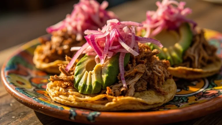 Yucatan Puffed Tortillas with Shredded Turkey and Avocado