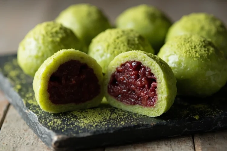 Matcha Green Tea Mochi with Sweet Red Bean Filling