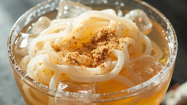Chilled Kudzu Starch Noodles with Sweet Kinako Syrup