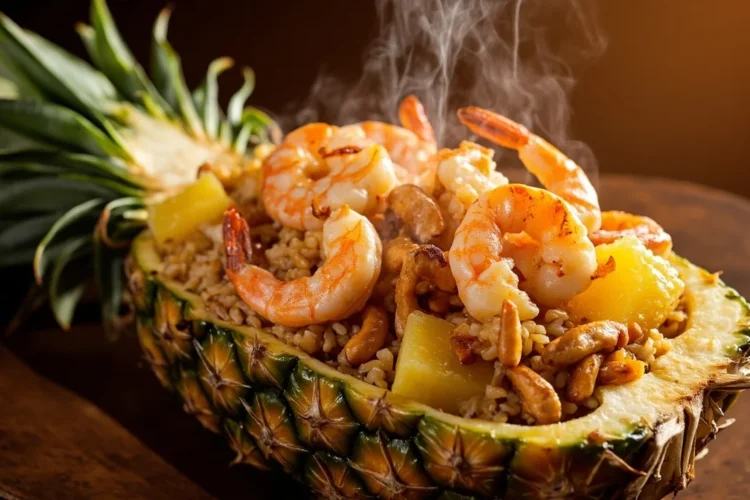 Chinese Pineapple Fried Rice with Shrimp and Cashews