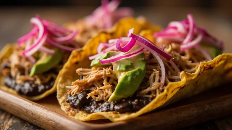 Yucatan Crispy Bean-Stuffed Tortillas with Chicken