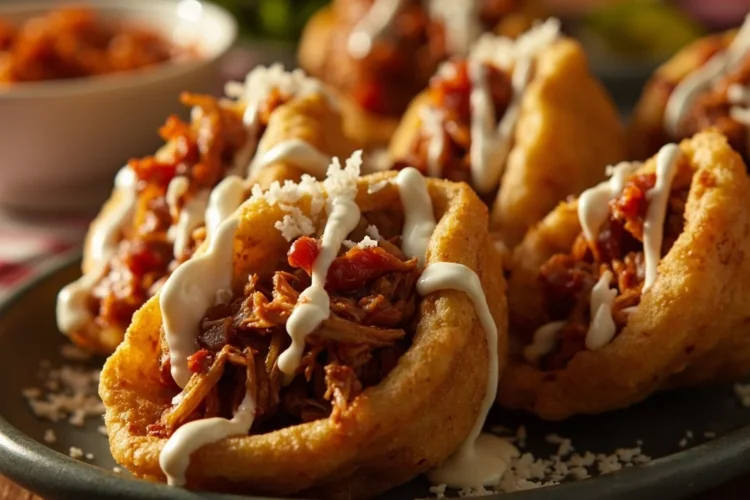 Puebla-Style Thick Fried Masa Boats with Shredded Chicken