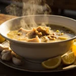Classic Greek Tripe Soup with Garlic and Lemon