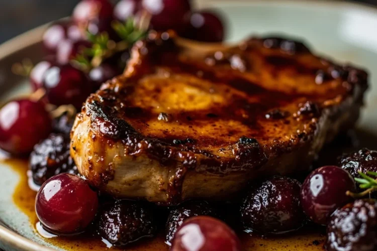 Sheet-Pan Honey-Mustard Glazed Pork Chops with Roasted Apples and Charred Brussels Sprouts