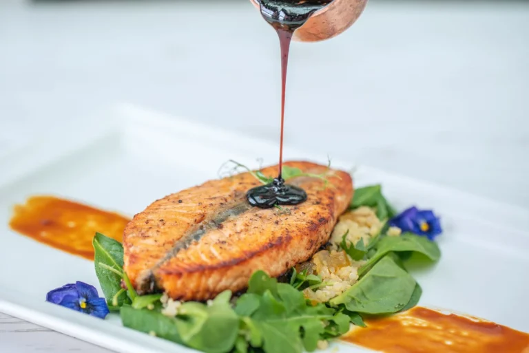 Korean Gochujang-Glazed Salmon with Sesame Spinach and Crispy Rice