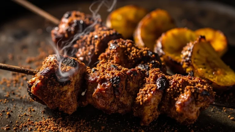 Smoky Suya-Spiced Chicken with Charred Plantains and Spicy Peanut Relish