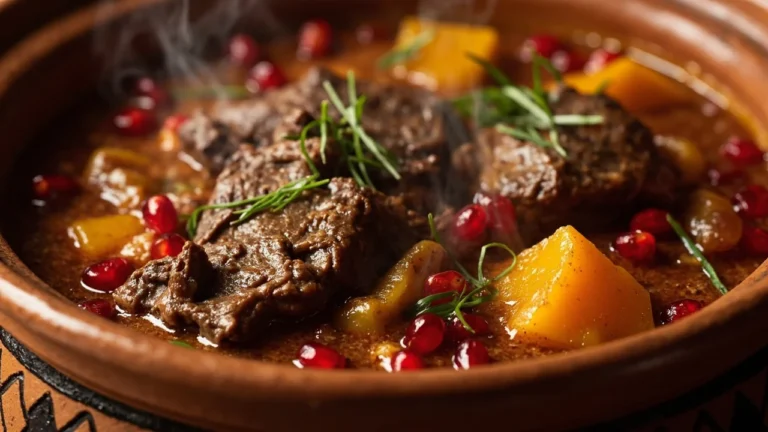 Moroccan Lamb Tagine with Butternut Squash, Pomegranate, and Pistachios