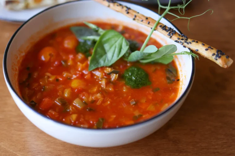 Provencal vegetable and bean soup with basil pistou