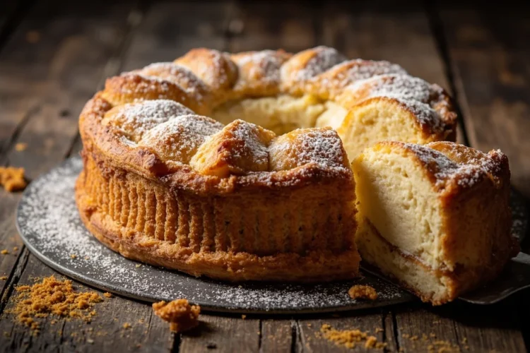 Classic French Basque cream cake with pastry cream filling