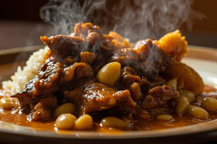 Peruvian braised goat with white beans