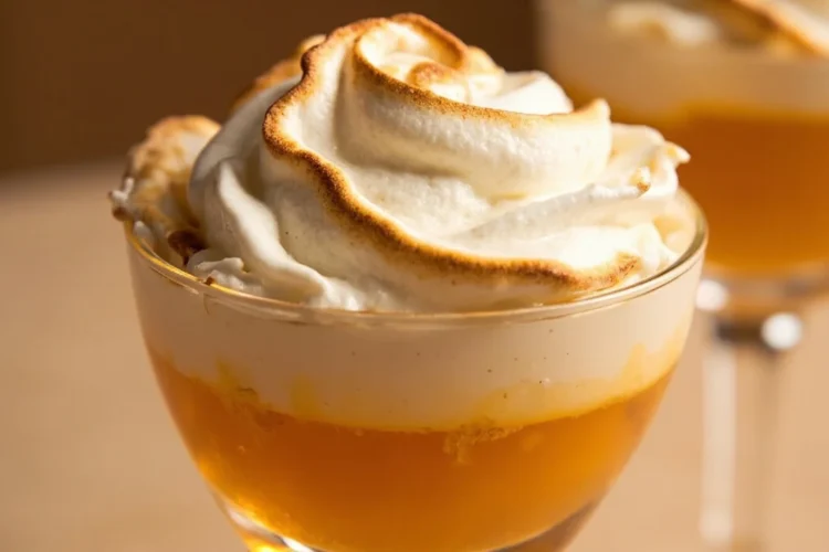 Peruvian caramel custard with port meringue