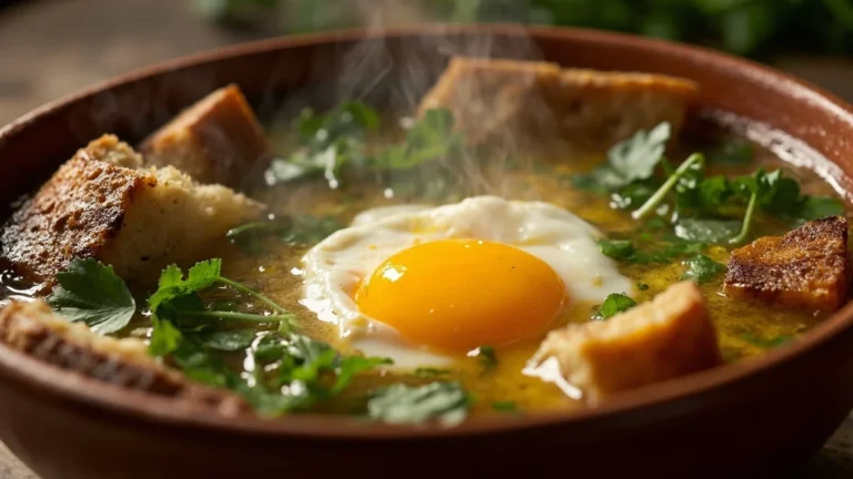Portuguese Alentejo Bread and Garlic Soup with Coriander