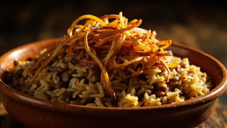 Egyptian Lentils and Rice with Caramelized Onions