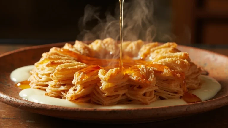 Egyptian Flaky Layered Pastry with Sweet Hot Milk