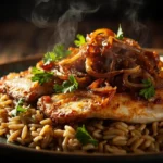 Egyptian Sayyadiya Spiced Fish with Golden Caramelized Onion Rice