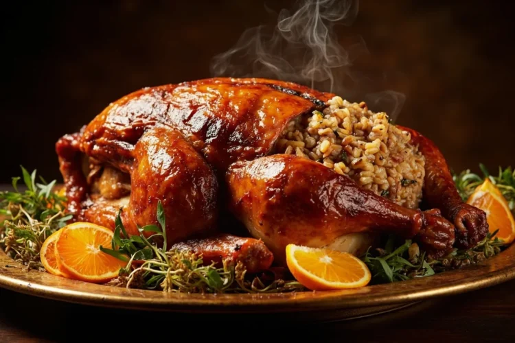 Egyptian Roast Duck with Spiced Rice Stuffing