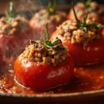 Algerian Stuffed Tomatoes with Spiced Meat and Rice