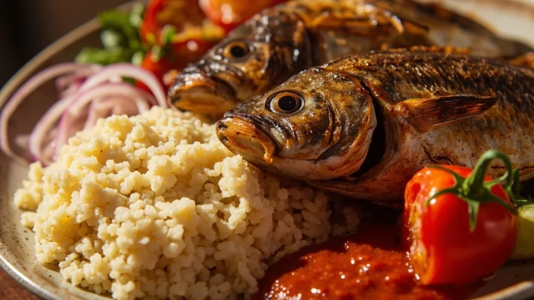 Ivorian Fermented Cassava with Grilled Fish