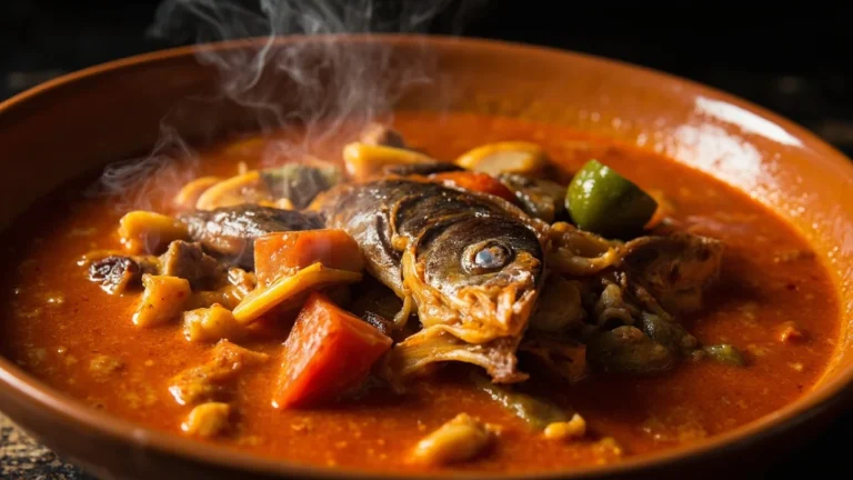Ivory Coast Palm Nut Stew with Smoked Fish and Vegetables