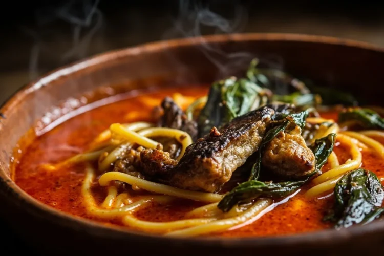 Ivorian Pasta Soup with Smoked Fish and Greens
