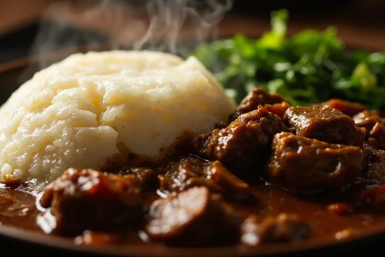 Tanzanian Cornmeal Porridge with Beef Stew