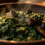 Rwandan Cassava Leaf and Eggplant Stew
