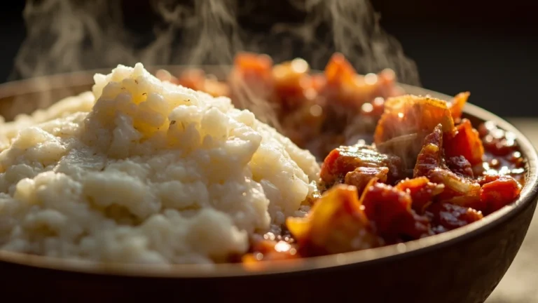 Mozambican Cornmeal Porridge with Tomato-Onion Sauce