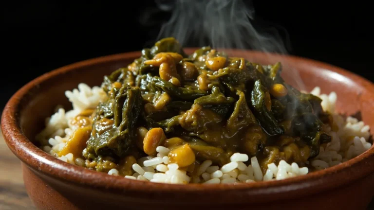Mozambican Cassava Leaf Stew with Peanuts and Coconut