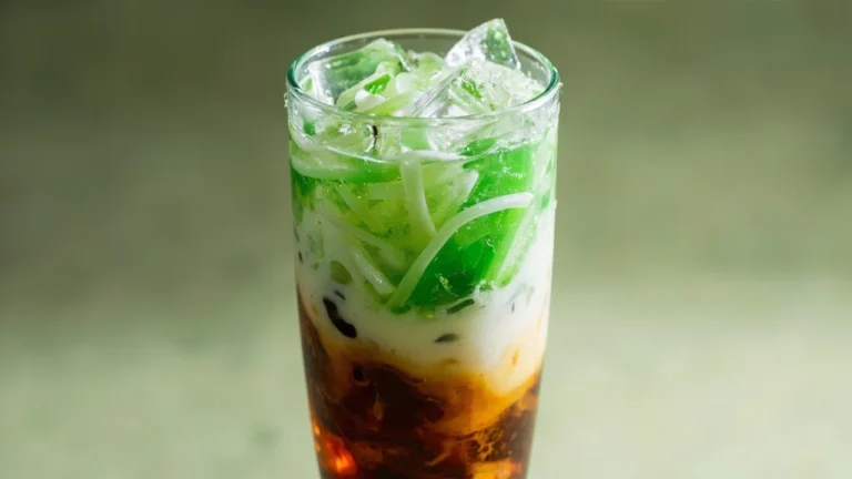 Indonesian Pandan Jelly Iced Dessert Drink
